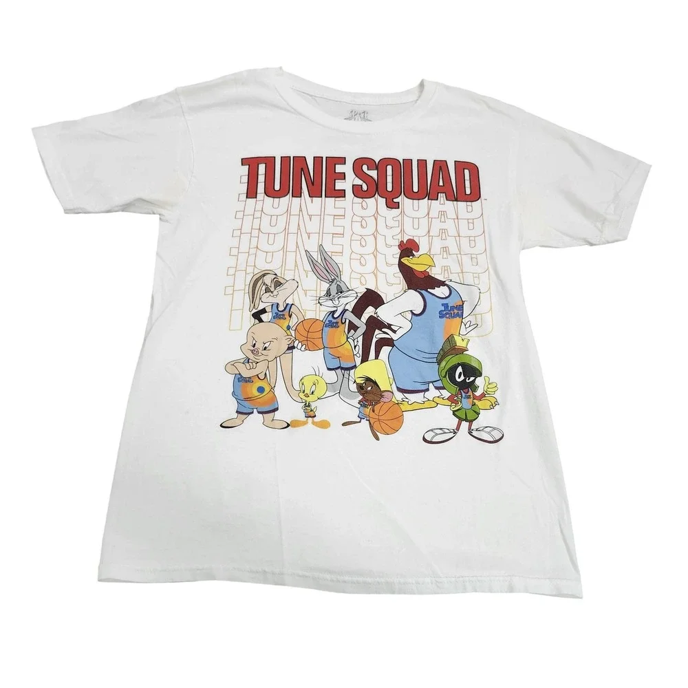 Space Jam Tune Squad Shirt Kids 14-16 White Looney Tunes Basketball Graphic Tee